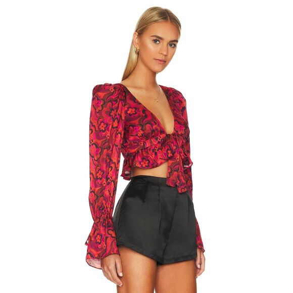 For Love & Lemons — Davina Tie Front Blouse — XXS — NWT - Picture 5 of 9